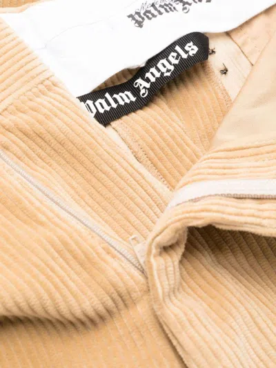 Palm Angels Beige Cotton Pants In Brown