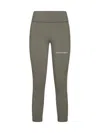 Palm Angels Green Striped Leggings In Kaki Off White