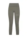Palm Angels Green Striped Leggings In Kaki Off White