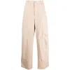 Palm Angels Pa Monogram-embroidery Wide-leg Trousers In Neutrals