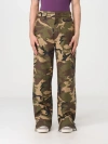 Palm Angels Man Pants Military Green Size 34 Cotton In Military