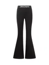 Palm Angels Logo-waistband Flared Leg Pants In Black