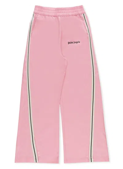 Palm Angels Kids' Logo Wide-leg Track Pants In Pink