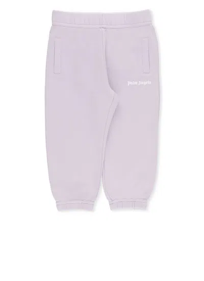 Palm Angels Babies' Logo印花棉运动裤 In Purple