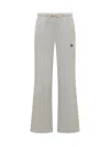Palm Angels Cotton Blend Track Pants With Logo In Grey