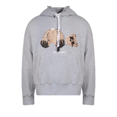 Pre-owned Palm Angels Papunk Bear Lurex Fleece Hoodie 'melange Grey'