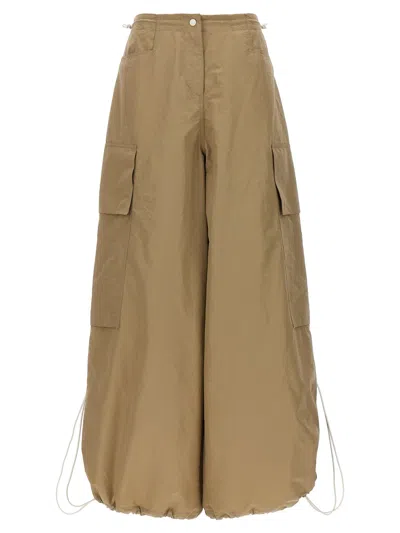 Palm Angels Oversized Parachute Cargo Pants In Brown