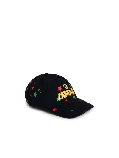 PALM ANGELS PALM ANGELS 'PARADISE' BLACK COTTON HAT