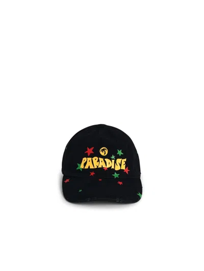 PALM ANGELS PALM ANGELS 'PARADISE' BLACK COTTON HAT