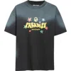 Palm Angels Paradise Print T-shirt In Black - Yellow