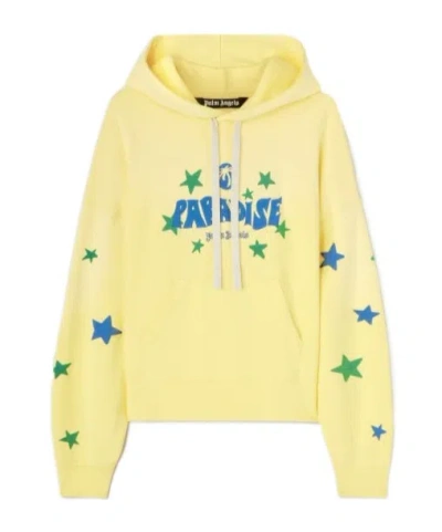 Palm Angels Paradise Palm Hoodie In Yellow