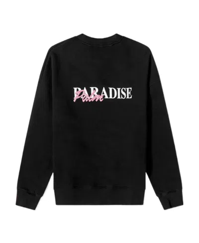 Palm Angels Paradise Palm Print Sweatshirt In Black