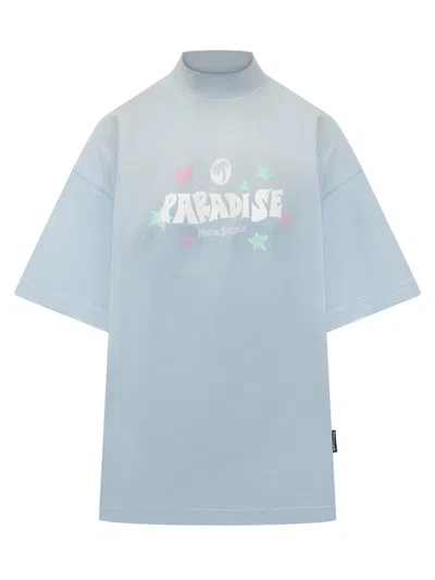 Palm Angels Paridese Palm T-shirt In Blue