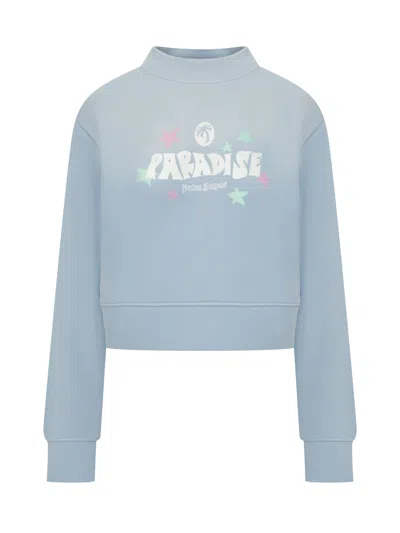Palm Angels Paradise Palm Sweatshirt In Blue
