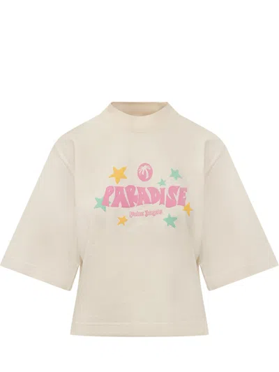 Palm Angels Paradise Palm T-shirt In Beige