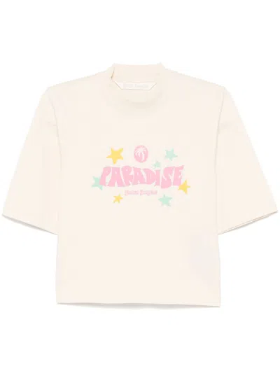 Palm Angels Paradise Cropped T-shirt In Yellow
