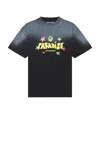Palm Angels Paradise Print T-shirt In Black & Yellow