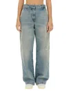 Palm Angels Paris Jeans Wide In Blue