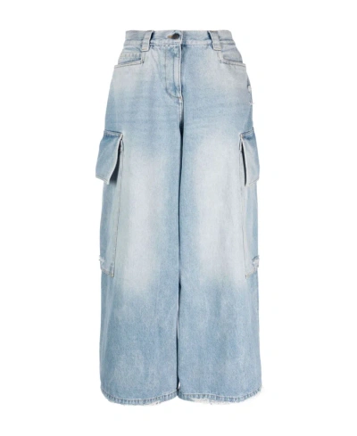 PALM ANGELS PALM ANGELS WIDE LEG HIGH WAIST JEANS
