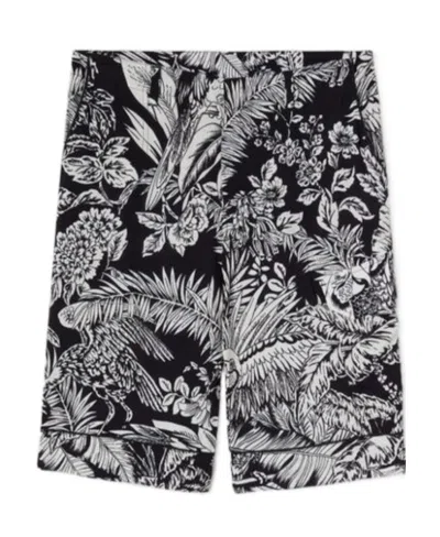 Palm Angels Parrot-print Track Shorts In Black