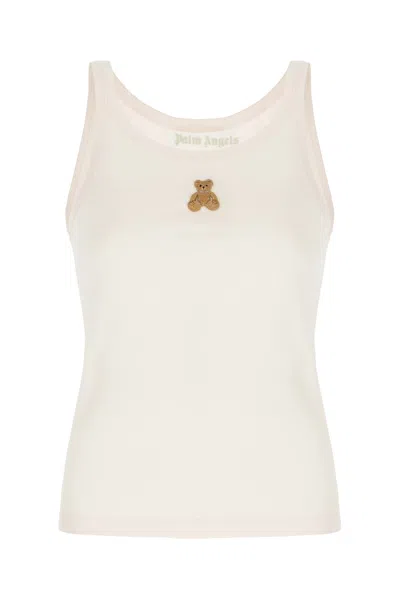 Palm Angels Pastel Pink Cotton Top In Soft Pink Black