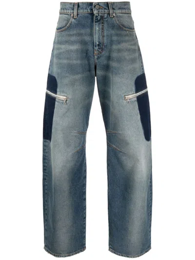 Palm Angels Patch-embellishment Loose-fit Jeans In Blue