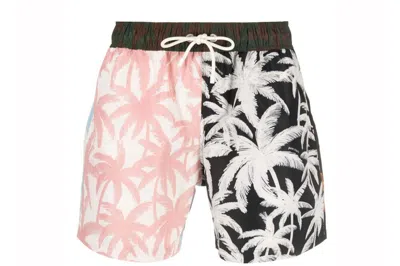 Pre-owned Palm Angels Patchwork Look Swim Shorts Multicolor