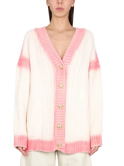 PALM ANGELS PALM ANGELS PATENT LEATHER EFFECT PALM CARDIGAN