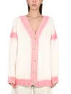 Palm Angels Multicolor Sprayed Palm Cardigan In White