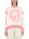 Palm Angels Patent Leather Effect Palm Sweater In Pink