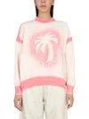 Palm Angels Patent Leather Effect Palm Sweater In Pink