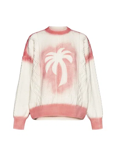 PALM ANGELS PATENT LEATHER EFFECT PALM SWEATER