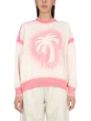PALM ANGELS PALM ANGELS PATENT LEATHER EFFECT PALM SWEATER