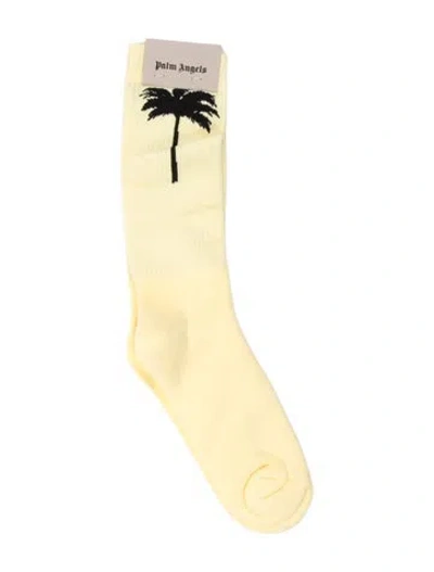 Pre-owned Palm Angels Pattern Crew Socks W/tags In Yellow