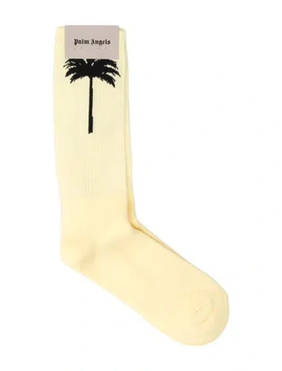 Pre-owned Palm Angels Pattern Crew Socks W/tags In Yellow