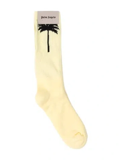 Pre-owned Palm Angels Pattern Crew Socks In Yellow
