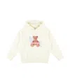 Palm Angels Long Sleeve Hooded Sweatshirt In White