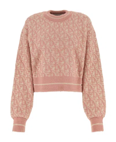 Palm Angels Pattern Jacquard Crewneck Jumper In Nude