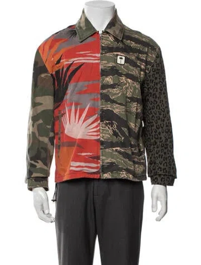 Pre-owned Palm Angels Patterned Jacket In Black/green