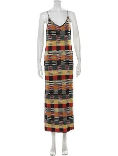 Pre-owned Palm Angels Patterned Long Dress In Black