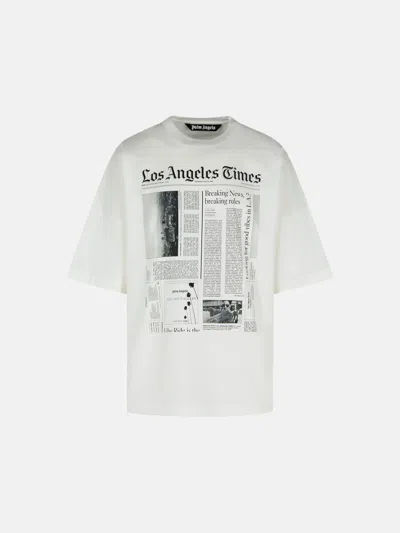 Palm Angels 'paxlatime News' White Cotton T-shirt