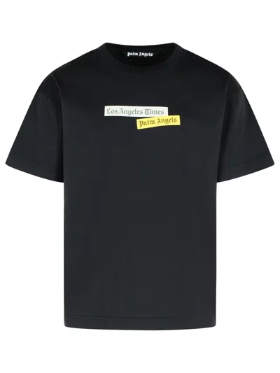 Palm Angels 'paxlatimes' Black Cotton T-shirt