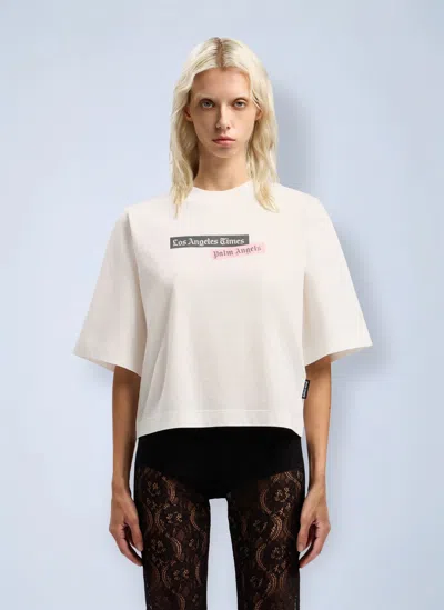 Palm Angels Paxlatimes Cropped T-shirt In White