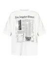Palm Angels Oversized Newspaper Print T-shirt With Contrasting Graphic In White