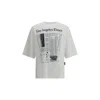 Palm Angels Oversized Newspaper Print T-shirt With Contrasting Graphic In Neutral