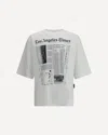 Palm Angels Oversized Newspaper Print T-shirt With Contrasting Graphic In White