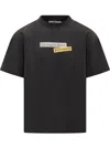 Palm Angels Paxlatimes Black Cotton T-shirt In Black