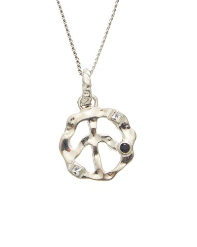 Palm Angels Peace Sign Necklace In Metallic