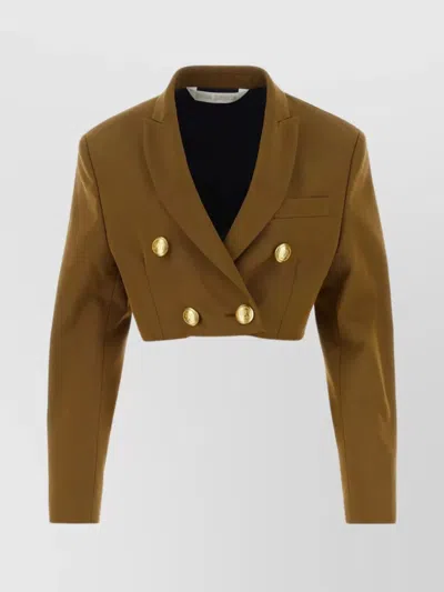 Palm Angels Peak Lapel Cotton Blend Blazer In Brown