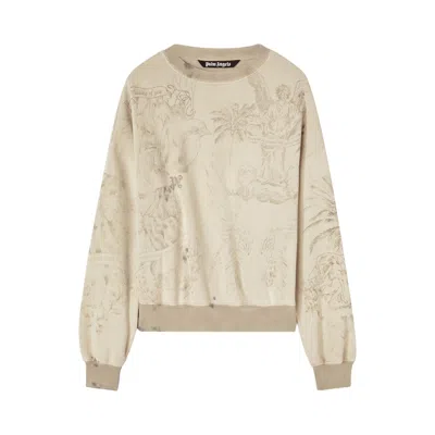 Pre-owned Palm Angels Pencil All Over Crew Sweatshirt 'off White' | Men's Size Xxl